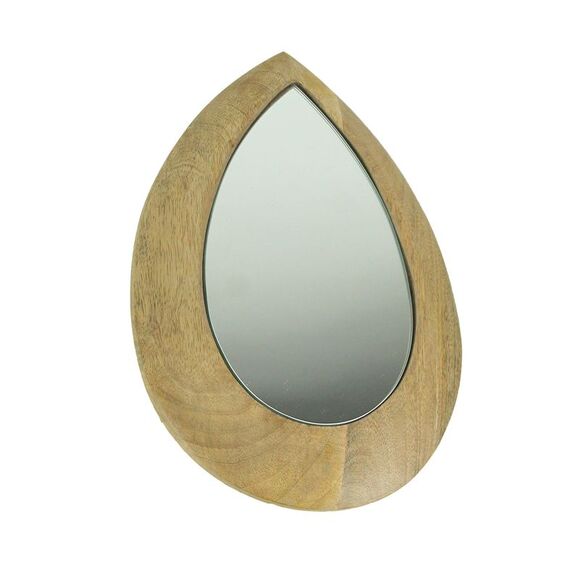 11 Inch Wood Frame Teardrop Decorative Wall Mirror Home Hanging Bathroom Decor - Picture 1 of 5